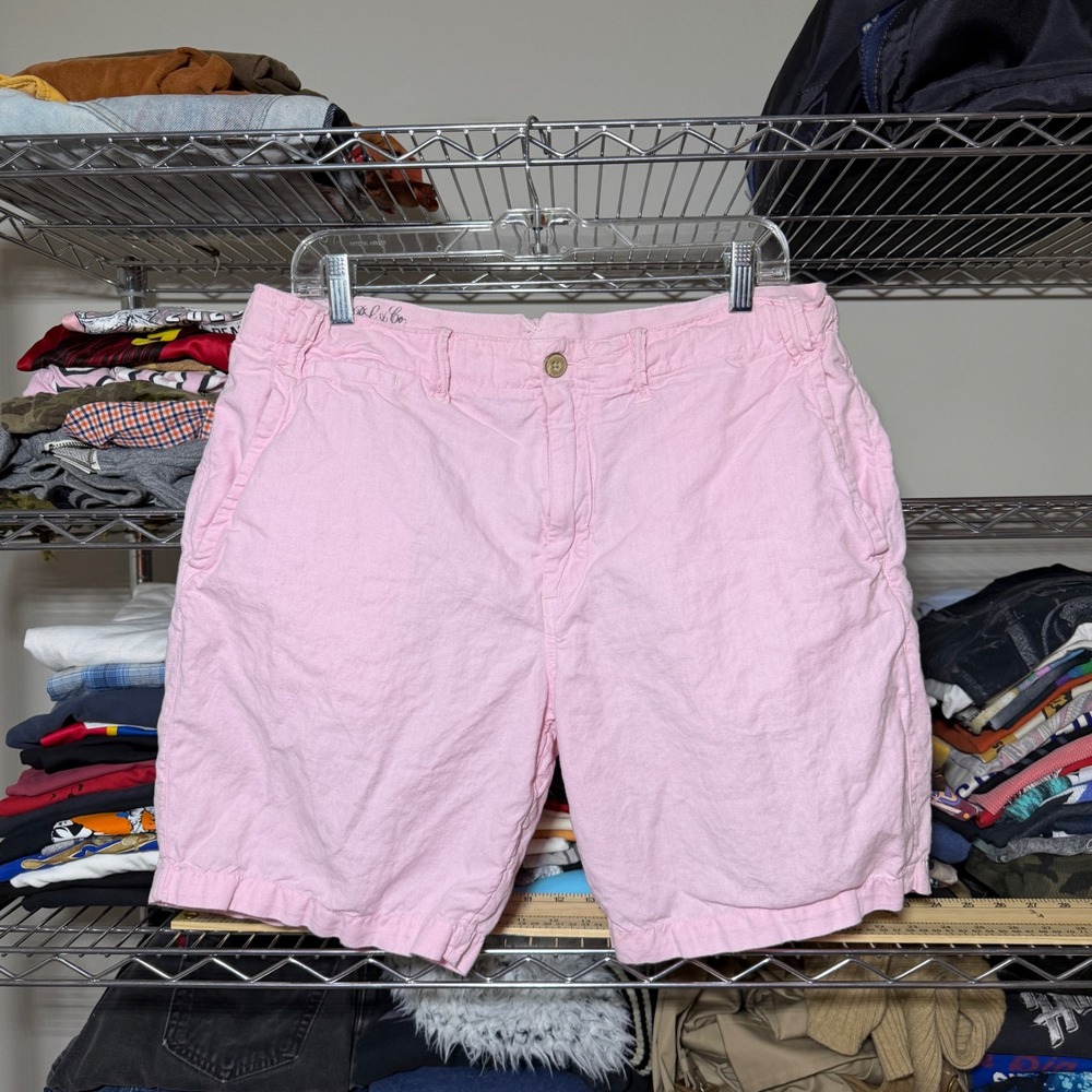 Polo Ralph Lauren Shorts Mens 35 Pink Classic Fit Naval Tailors Chino Linen